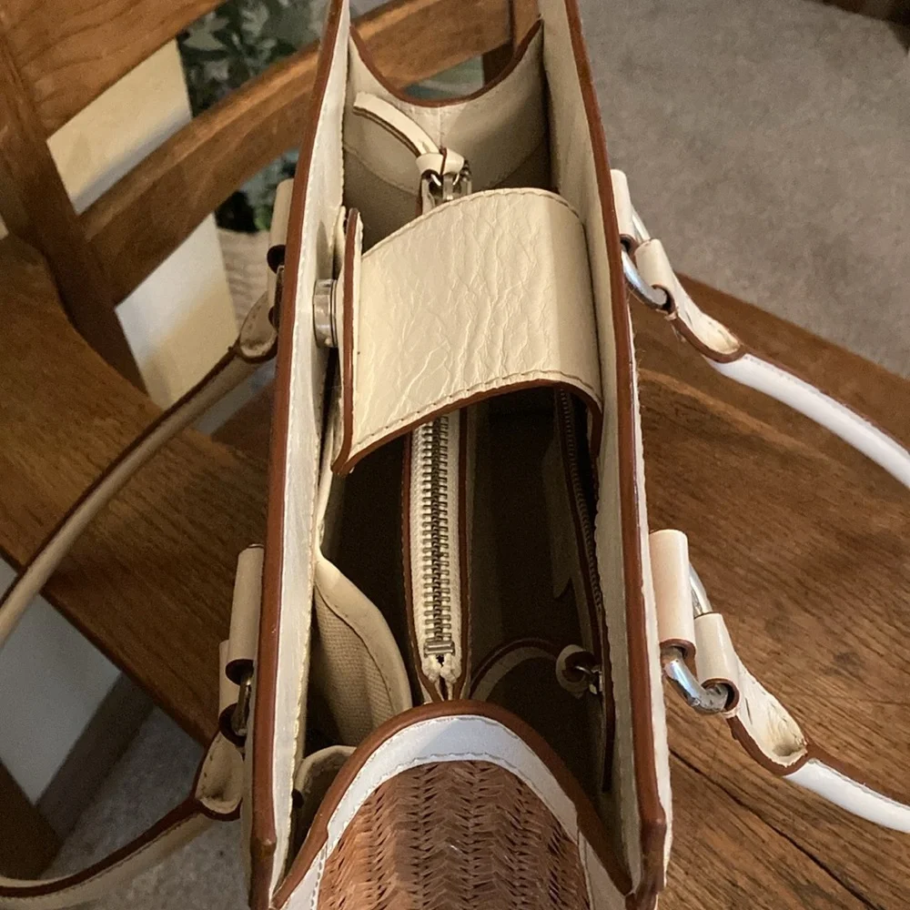 Michael Kors Wicker/Rattan & Leather Tote Vintage Rare EUC